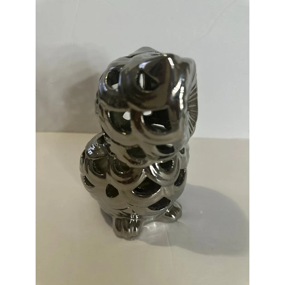 Owl‎ Floral Container Tea light holder 5 inches tall White Cute 99intl